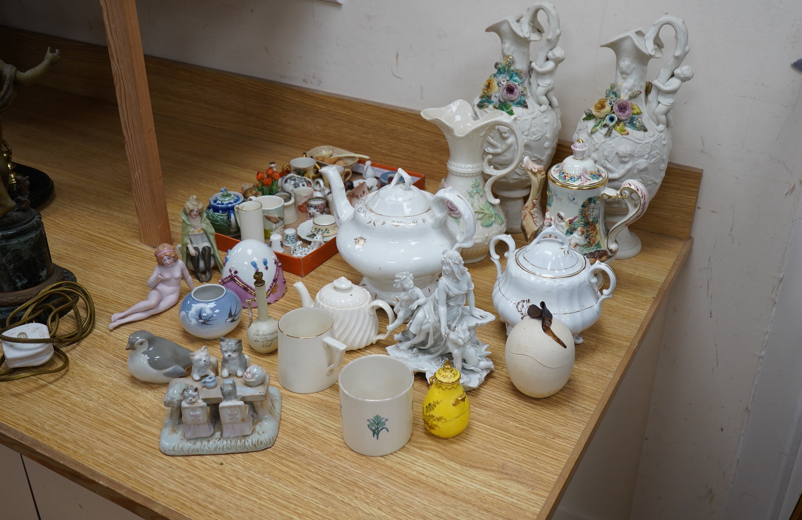 A group of continental ceramics to include Belleek, Copenhagen, Worcester, Goss, Doulton etc. Condition - varies